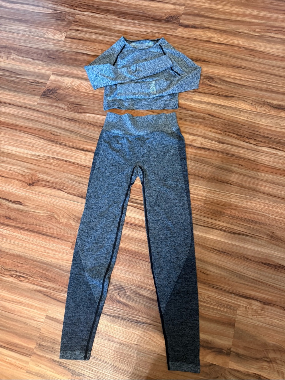 Victoria's Secret Grey Heather Seamless Leggings & Crop Top Set
